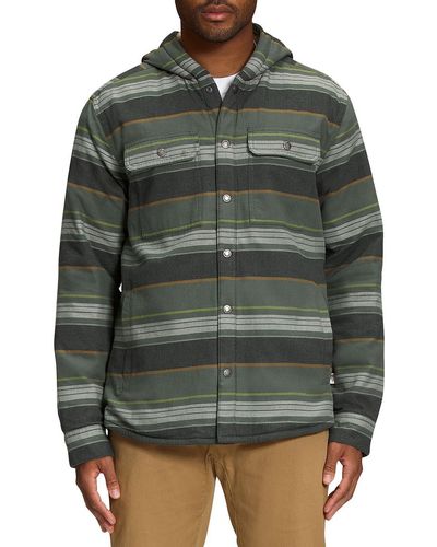 The North Face Fleece Lined Hooded Shirt Jacket - Gray