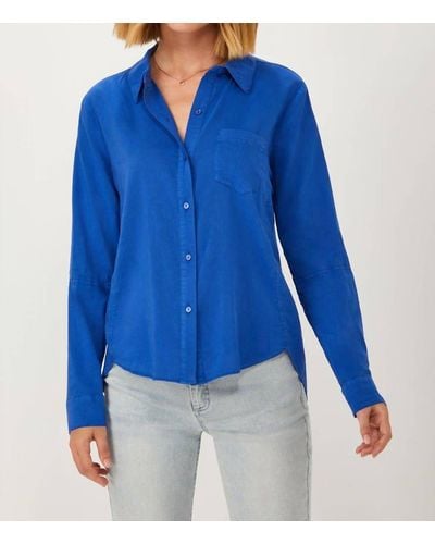 ecru Hepburn Long Sleeve Washed Classic Shirt - Blue
