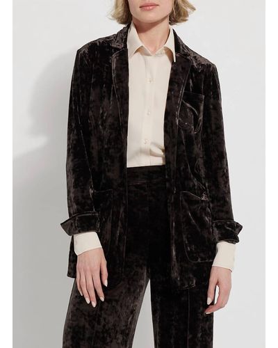 Lyssé Shay Crushed St Velvet Suit Blazer - Black