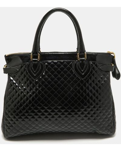 Roberto Cavalli Quilted Patent Leather Grand Tour Tote - Black