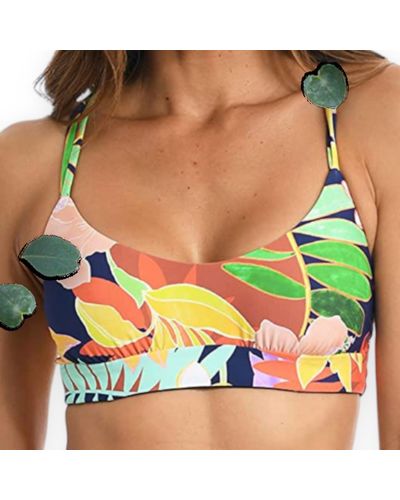 Citrus Tropical Bralette Reversible Swimsuit - Green