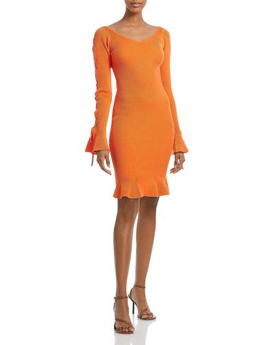 Undra Celeste New York Double V Knee Midi Dress - Orange