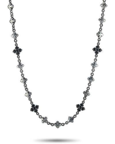 King Baby Studio Sterling Silver And Black Cubic Zirconia Mb Cross Necklace - Metallic