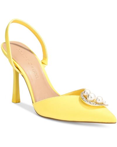 INC Victoria Embellished Pointed Toe Ankle Strap - Yellow