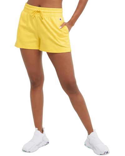 Champion Smocked Drawstring Casual Shorts - Yellow