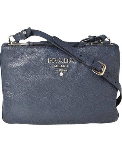 Prada Vitello Leather Clutch Bag (pre-owned) - Blue