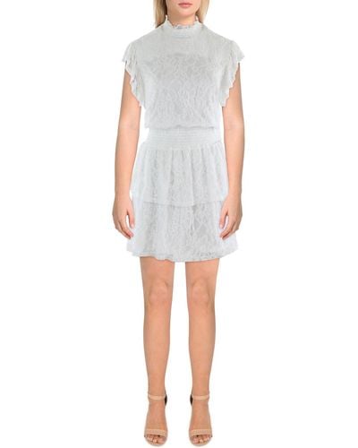 Aqua Bridal Shower Lace Overlay Mini Dress - White