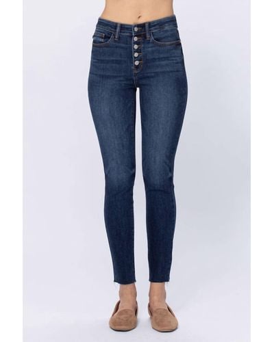 Judy Blue High Rise Button Fly Jeans - Blue