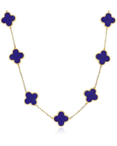 The Lovery Large Lapis Clover Necklace - Blue