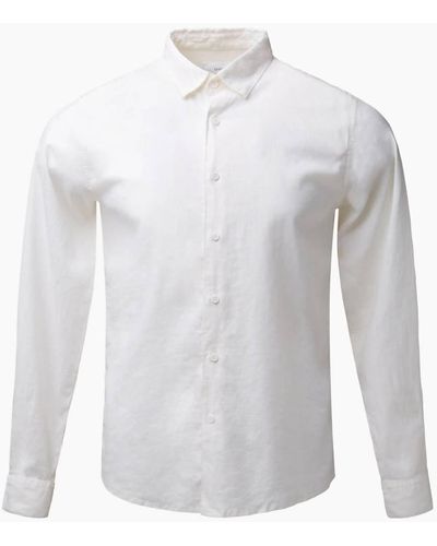 Onia Stretch Linen Long Sleeve Shirt - White