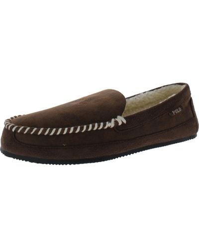 Polo Ralph Lauren Cali Ii Faux Suede Slip On Loafer Slippers - Brown