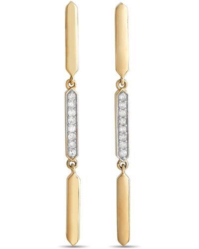 Non-Branded Lb Exclusive 14k Yellow 0.10ct Diamond Line Drop Earrings Er28558 - Metallic