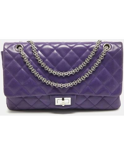 Chanel Quilted Leather 227 Reissue 2.55 Flap Bag - Purple