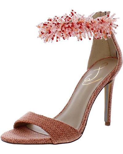 Sam Edelman Gillie Embellished Ankle Strap Heels - Natural