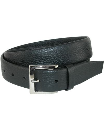 CrookhornDavis Parma Buttercalf Grain Tubular Leather Dress Belt - Black