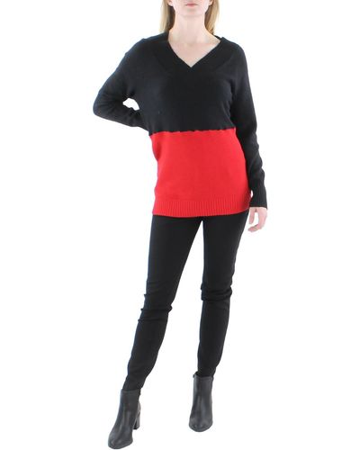 Refried Apparel Ribbed Buttons Crewneck Sweater - Red