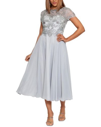 Xscape Beaded Midi Cocktail And Party Dress - White