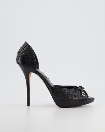 Dior Leather Pumps With Silver Logo Details - Black