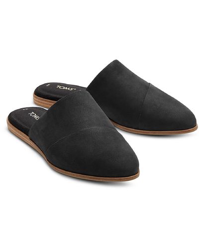 TOMS Jade Faux Leather Slip On Mules - Black