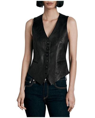Rag & Bone Vanessa Lamb Leather Fitted Vest - Black