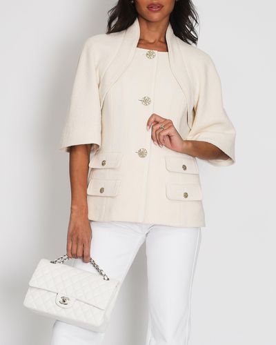 Chanel Wool Blazer With Crystals Buttons - White