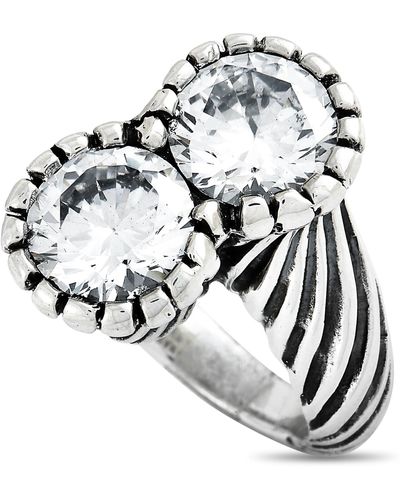 King Baby Studio And White Cubic Zirconia Twisted Pattern Ring - Metallic