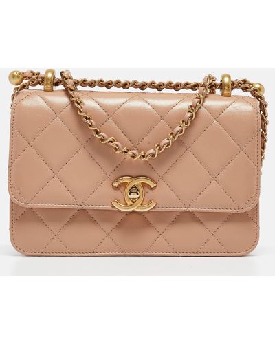 Chanel Quilted Leather Perfect Fit Flap Bag - Natural