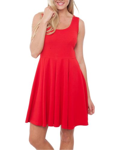 White Mark Pleated Mini Fit & Flare Dress - Red