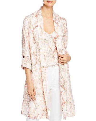 Cupcakes And Cashmere Snake Print Tie Waist Cardigan Top - White