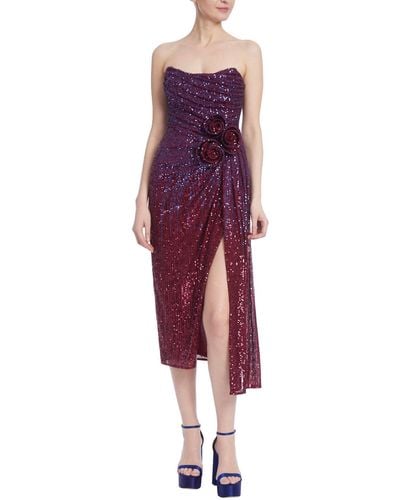 Badgley Mischka Rosette Side Waist Dress - Purple