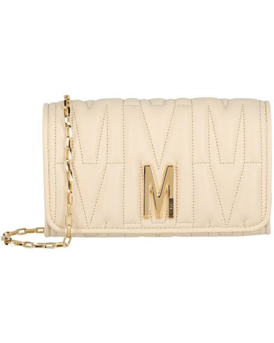 Moschino Quilted M Leather Crossbody Bag - Natural