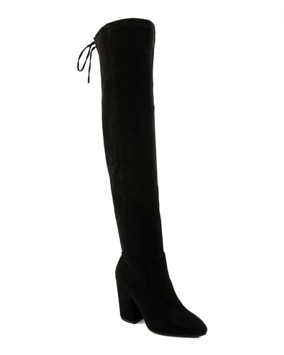 Sugar Evers Faux Suede Tall Over-the-knee Boots - Black
