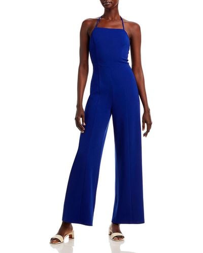 Aqua Halter Wide Leg Jumpsuit - Blue