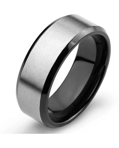 Crucible Jewelry Crucible Plated Two Tone Titanium Band Ring (8mm) - Black
