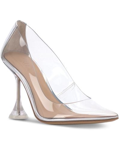INC Clear Pointed Toe Pumps - White