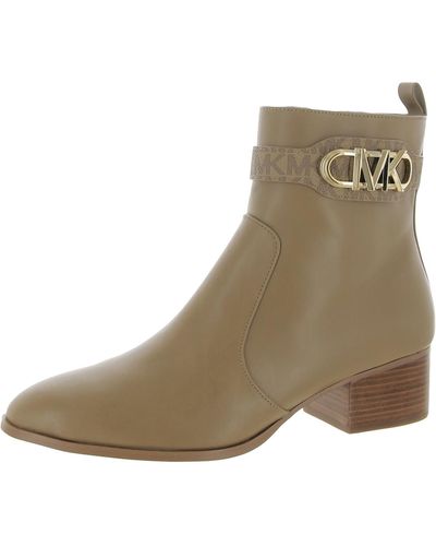 MICHAEL Michael Kors Parker Leather Ankle Booties - Natural