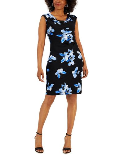 Connected Apparel Petites Work Above-knee Wear To Work Dress - Blue