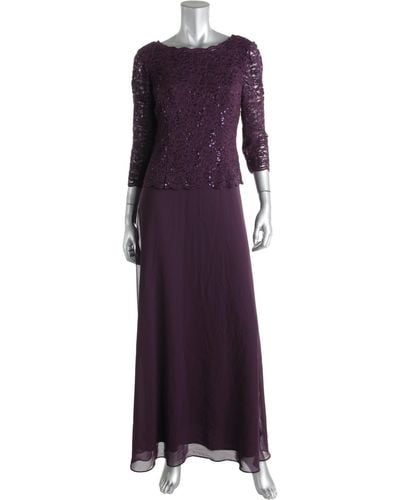 Alex Evenings Sequined Lace Overlay Mother Of The Bride Dress - Purple