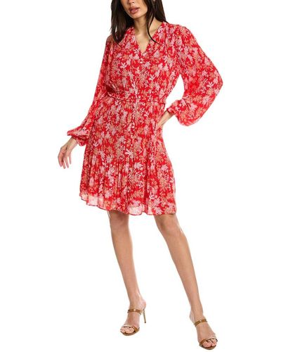 Nanette Lepore Accordion Pleated Shirtdress - Red