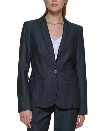 Calvin Klein Woven Long Sleeves One-button Blazer - Blue