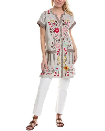 Johnny Was Joni Relaxed Pocket Weekend Tunic - White