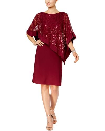 R & M Richards Sequined Lace Special Occasion Dress - Red