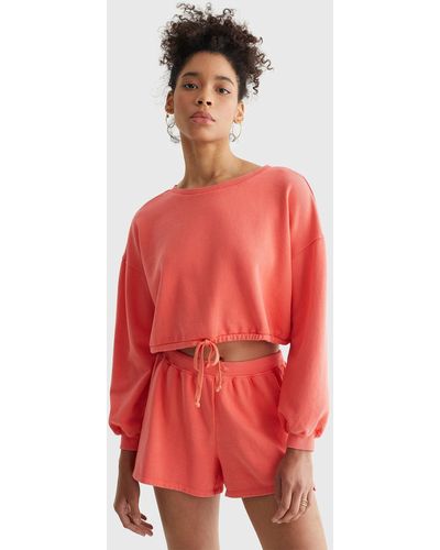 Lucky Brand Cool For Summer Cropped Crew - Red