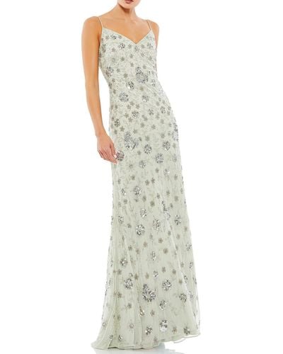 Mac Duggal Embellished Sleeveless Evening Dress - White
