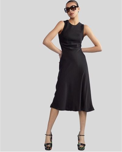 Cynthia Rowley Silk Bias Sleeveless Dress - Black