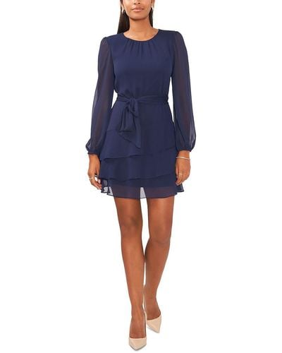 Msk Chiffon Short Mini Dress - Blue