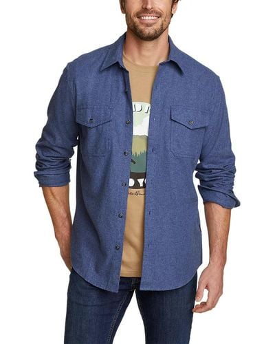 Eddie Bauer Eddie's Field Flannel Long-sleeve Cabin Shirt - Blue