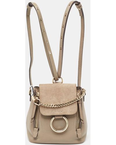 Chloé Leather And Suede Faye Backpack - Metallic