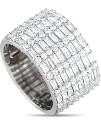 Non-Branded Lb Exclusive 14k White Gold Diamond 2.48 Ct Wide Band Ring - Gray