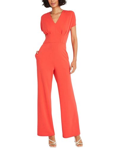 Maggy London Pleated Polyester Jumpsuit - Red